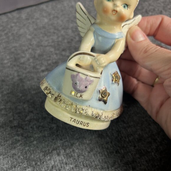 Vtg Taurus Zodiac Angel Nippon Yoko Boeki Birthday Rhinestone Star Figurine - Picture 6 of 11